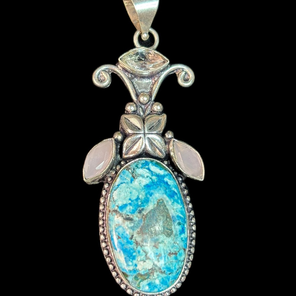 Elegant .925 Silver Overlay and Turquoise Pendant